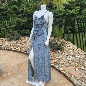 FAVLUX Fashion Velvet Icy Blue Dress